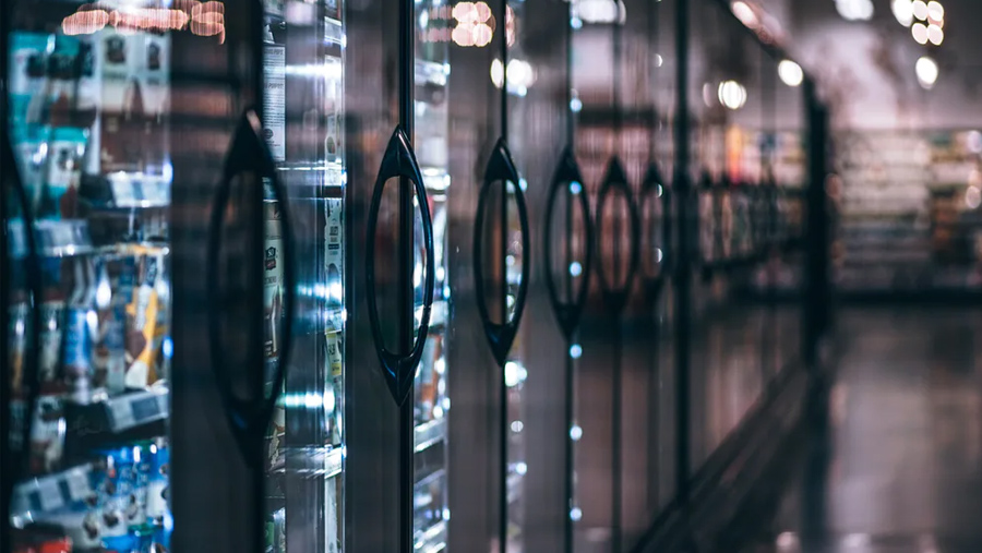 A row of store fridges